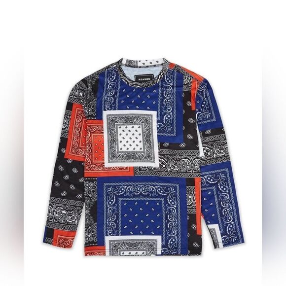 NWT Reason Flag Bandana Print Long Sleeve Tee - Picture 3 of 9